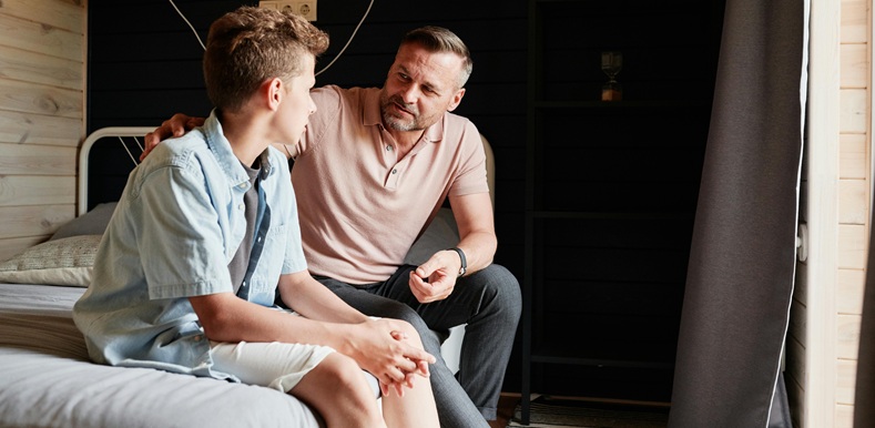 A father talking to his son